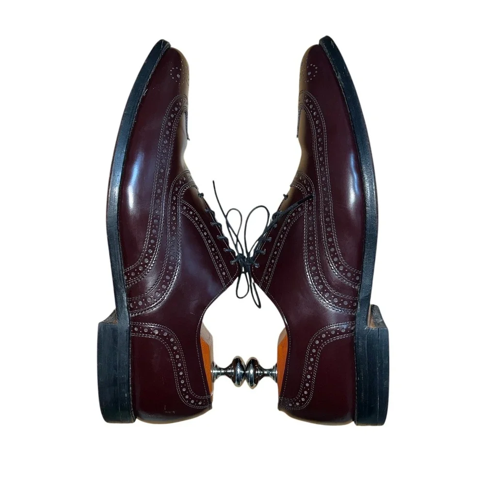 Allen Edmonds Lloyd Wingtip Oxford Mens 12 Burgundy Leather Brogue Dress Shoes